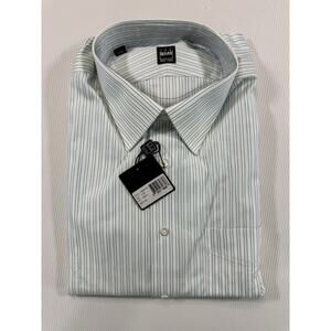 Ike Behar New York 17 36 Green Stripe Cotton Dress Shirt NWT Peru